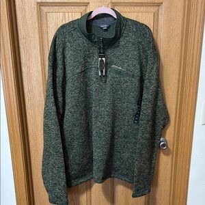 NWT Eddie Bauer Men's XXXL Sweater Fleece 1/4 Zip Pullover Green Hiking Outdoor